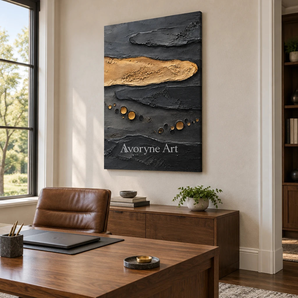 Arc Relic: Black Gold Texture Art — office frameless