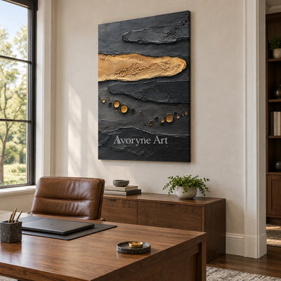 Arc Relic: Black Gold Texture Art — office frameless