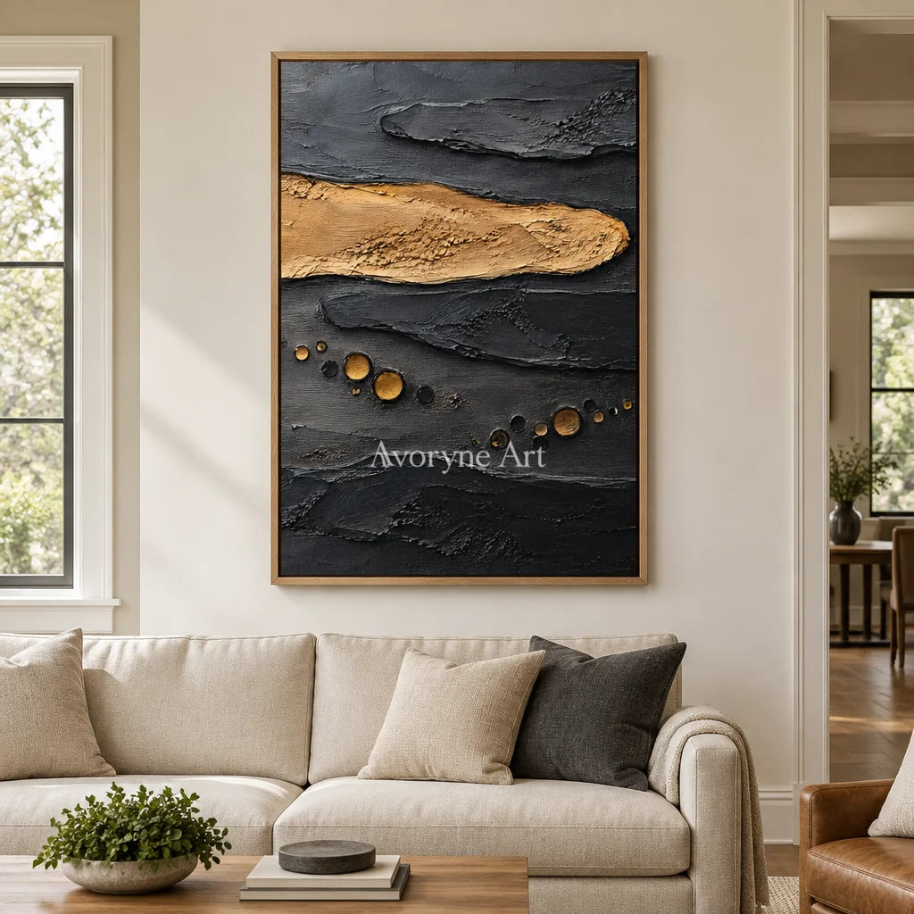 Arc Relic: Black Gold Texture Art — villa wood