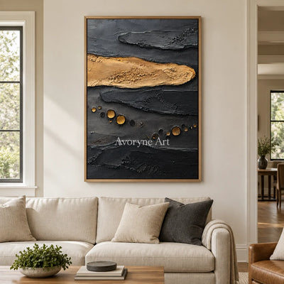 Arc Relic: Black Gold Texture Art — villa wood