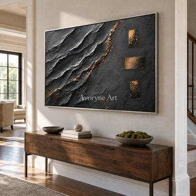 Slate Passage: Black Gold Texture Art — entry silver