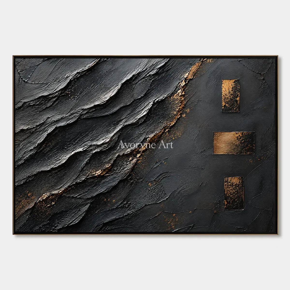 Slate Passage: Black Gold Texture Art — primary