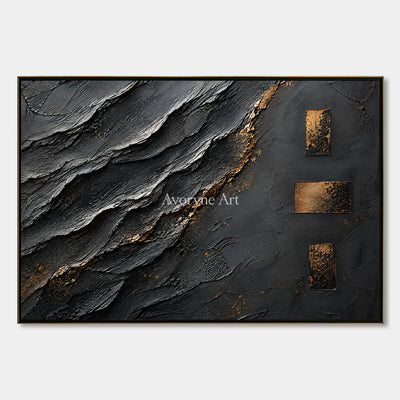 Slate Passage: Black Gold Texture Art — primary