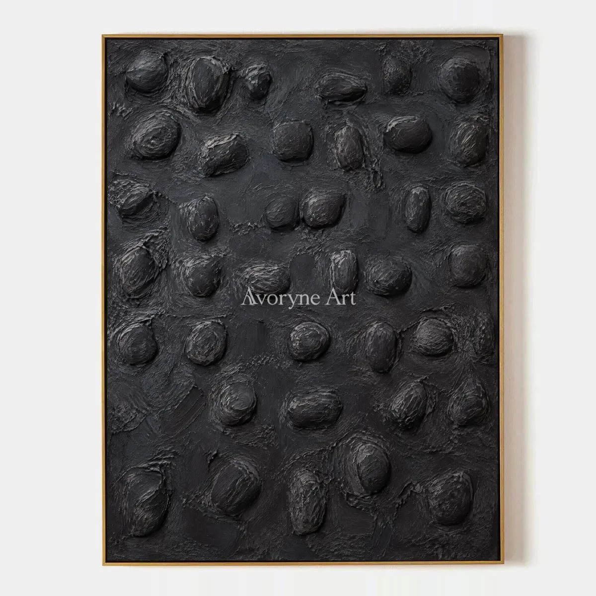 Nocturne Pebbles: Black Organic Relief Wall Art — primary