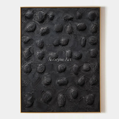 Nocturne Pebbles: Black Organic Relief Wall Art — primary