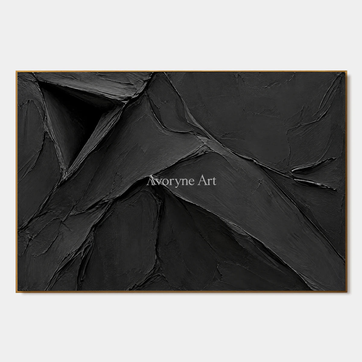 Obsidian Fold: Black Sculptural Abstract Wall Art — primary