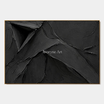 Obsidian Fold: Black Sculptural Abstract Wall Art — primary