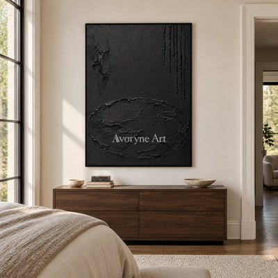 Obsidian Traces: Black Texture Abstract Wall Art — bedroom black