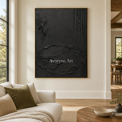 Obsidian Traces: Black Texture Abstract Wall Art — living gold
