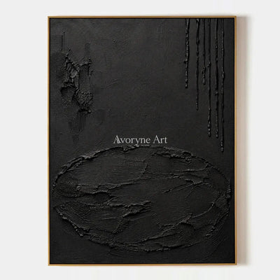 Obsidian Traces: Black Texture Abstract Wall Art — primary