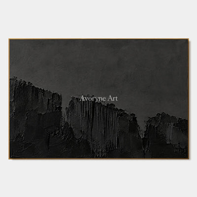 Nocturne Masses: Black Texture Abstract Wall Art — primary