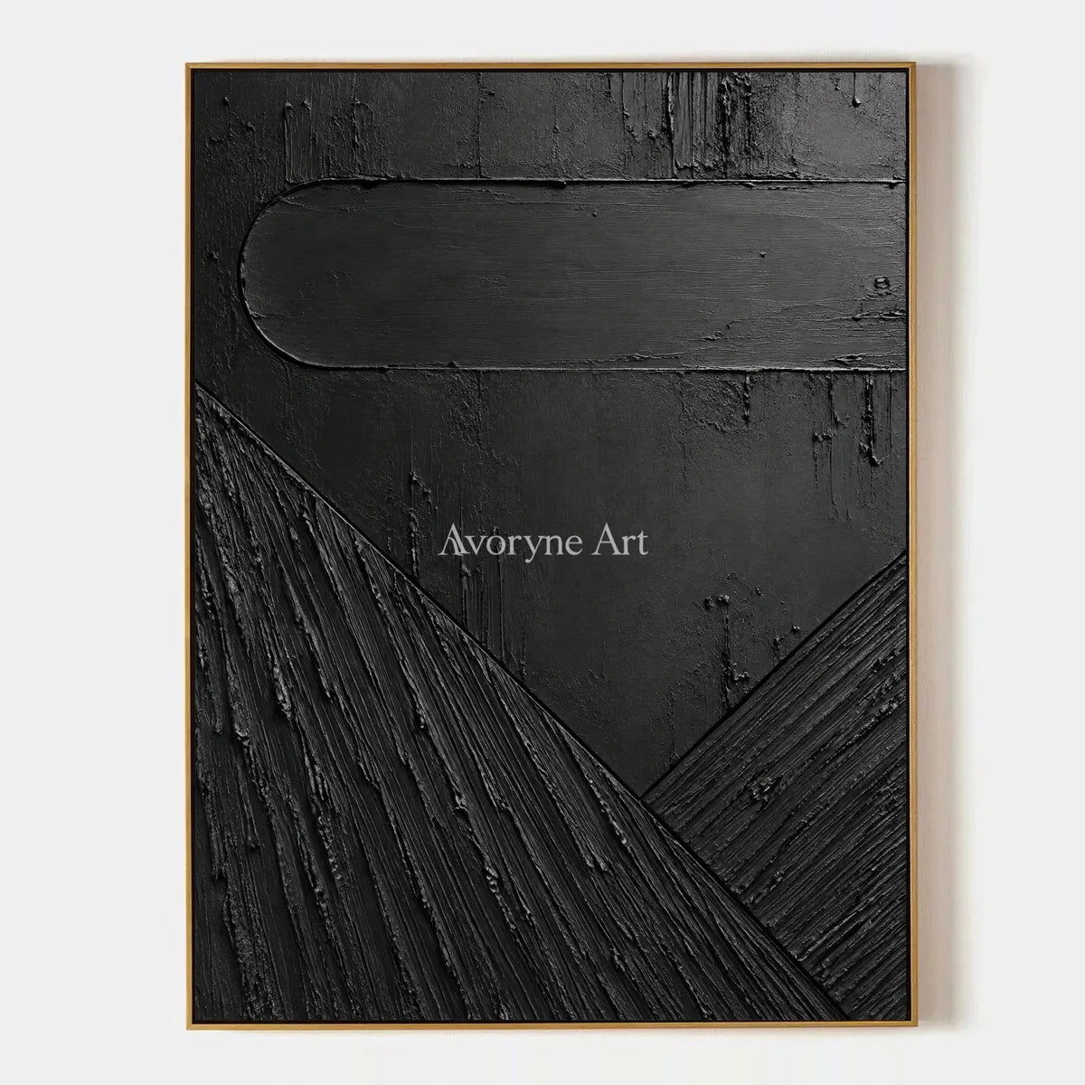 Shadow Geometry: Black Textured Abstract Wall Art — primary