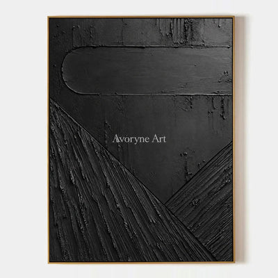 Shadow Geometry: Black Textured Abstract Wall Art — primary