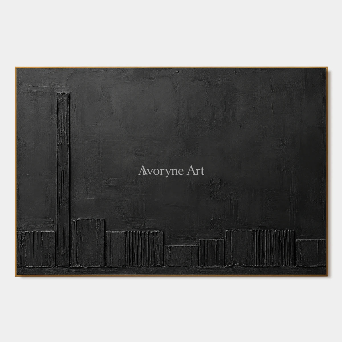 Lowline Shadows: Black Textured Abstract Wall Art — primary