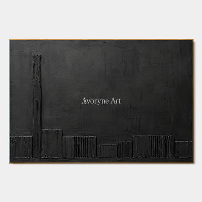 Lowline Shadows: Black Textured Abstract Wall Art — primary