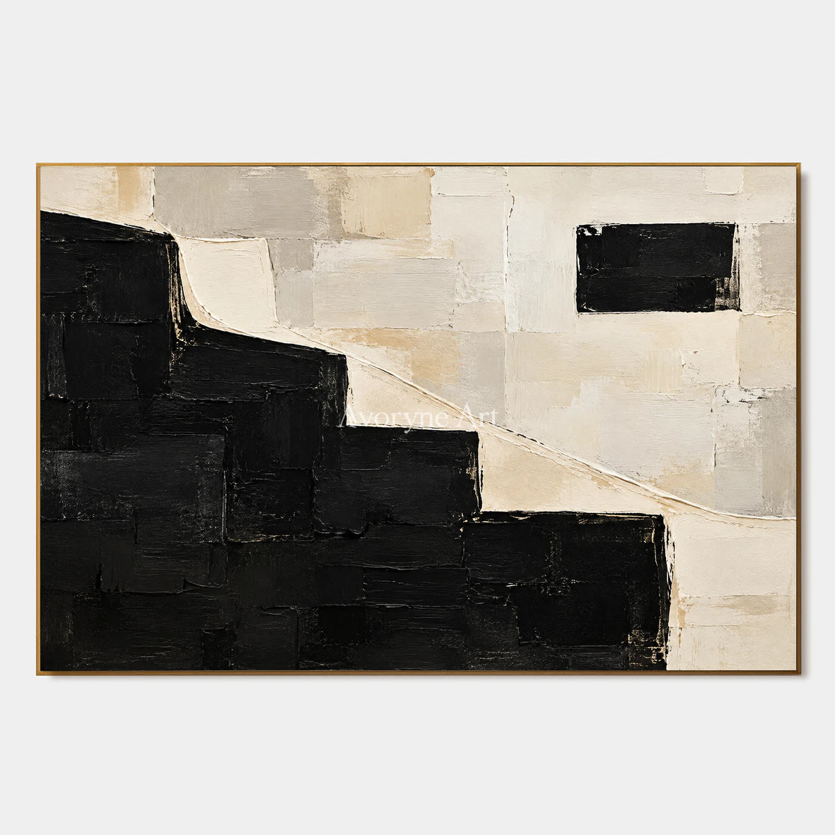 Stepped Contrast: Black White Abstract Wall Art — primary