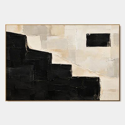 Stepped Contrast: Black White Abstract Wall Art — primary