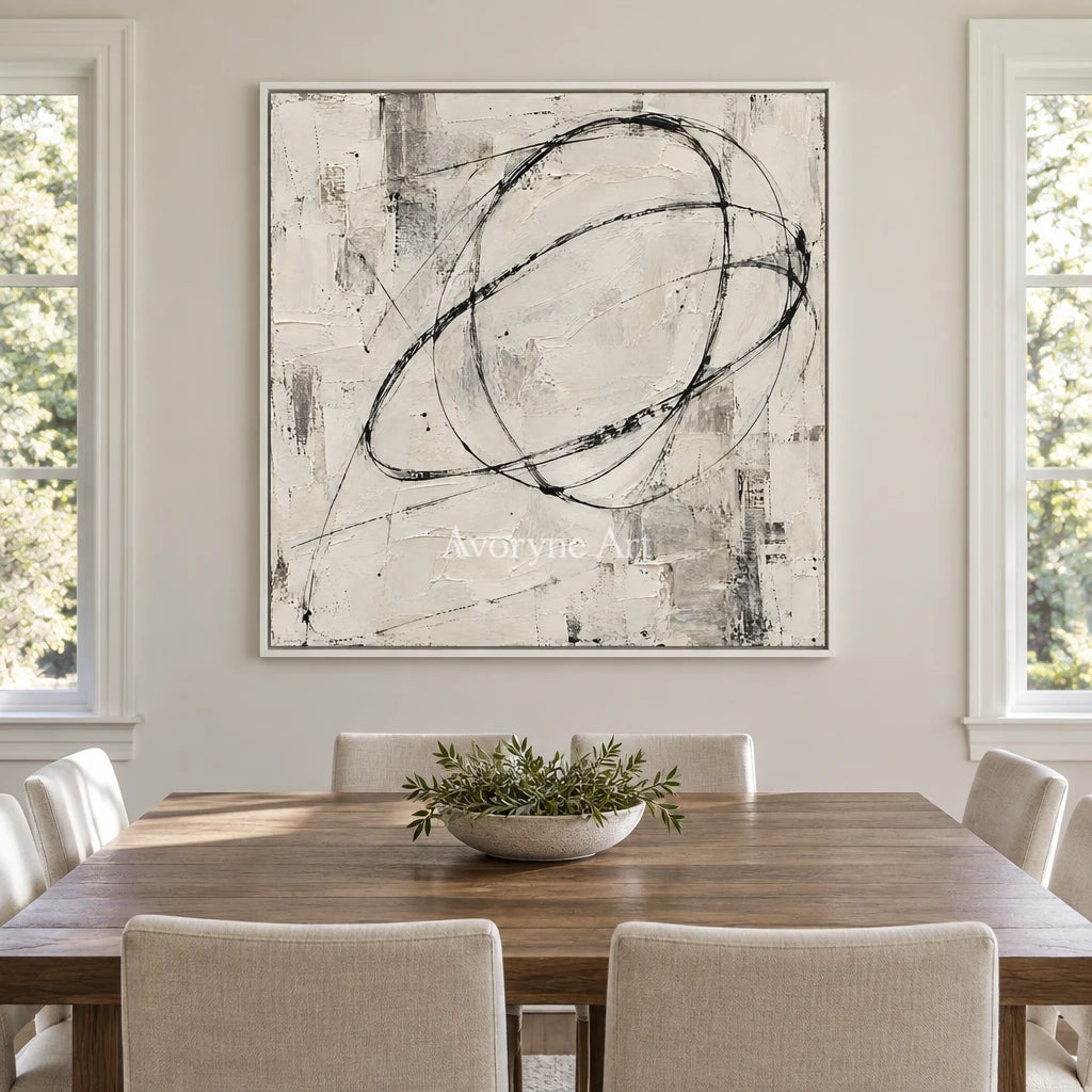 Inkward: Black White Abstract Wall Art — dining white