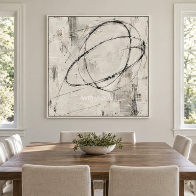 Inkward: Black White Abstract Wall Art — dining white