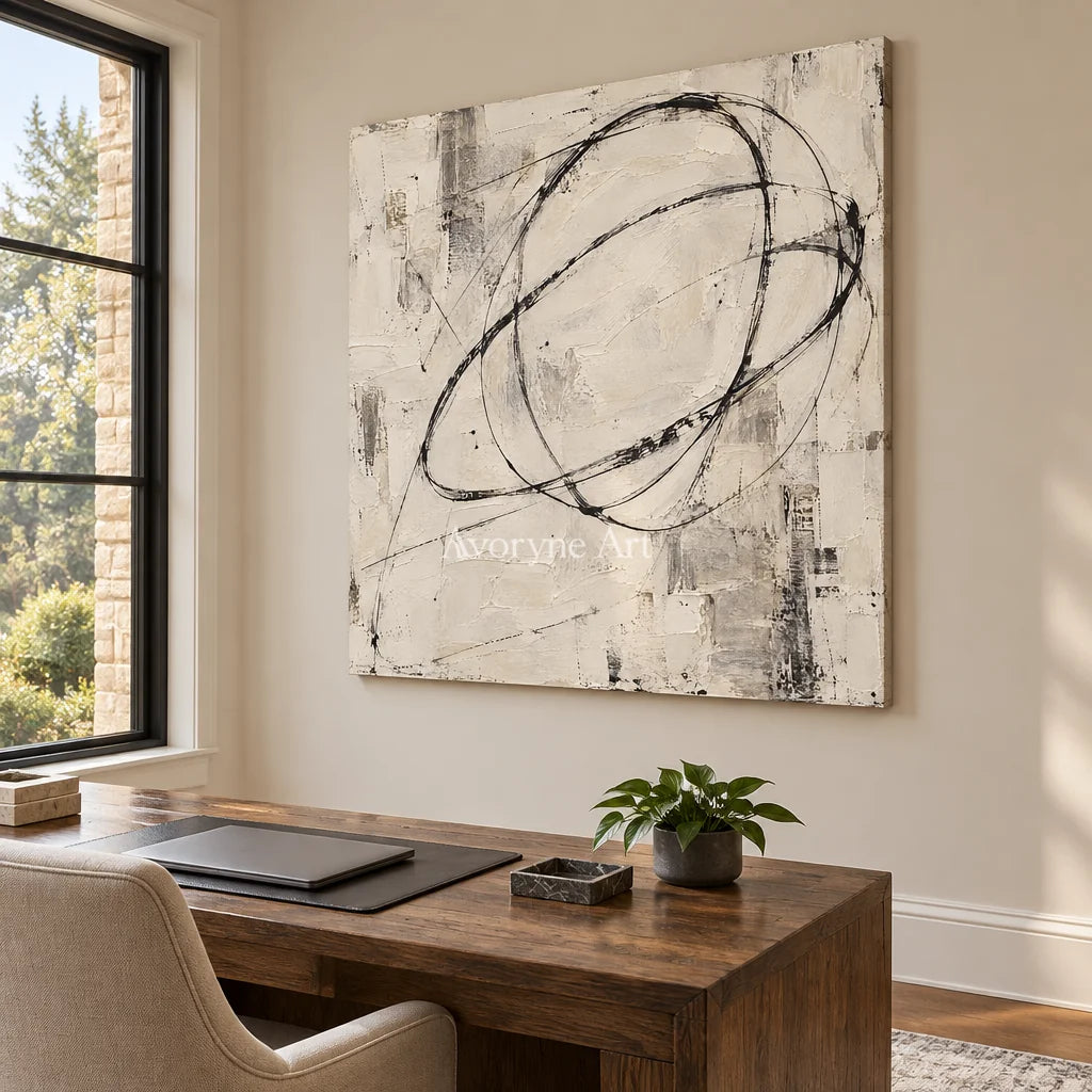 Inkward: Black White Abstract Wall Art — office frameless