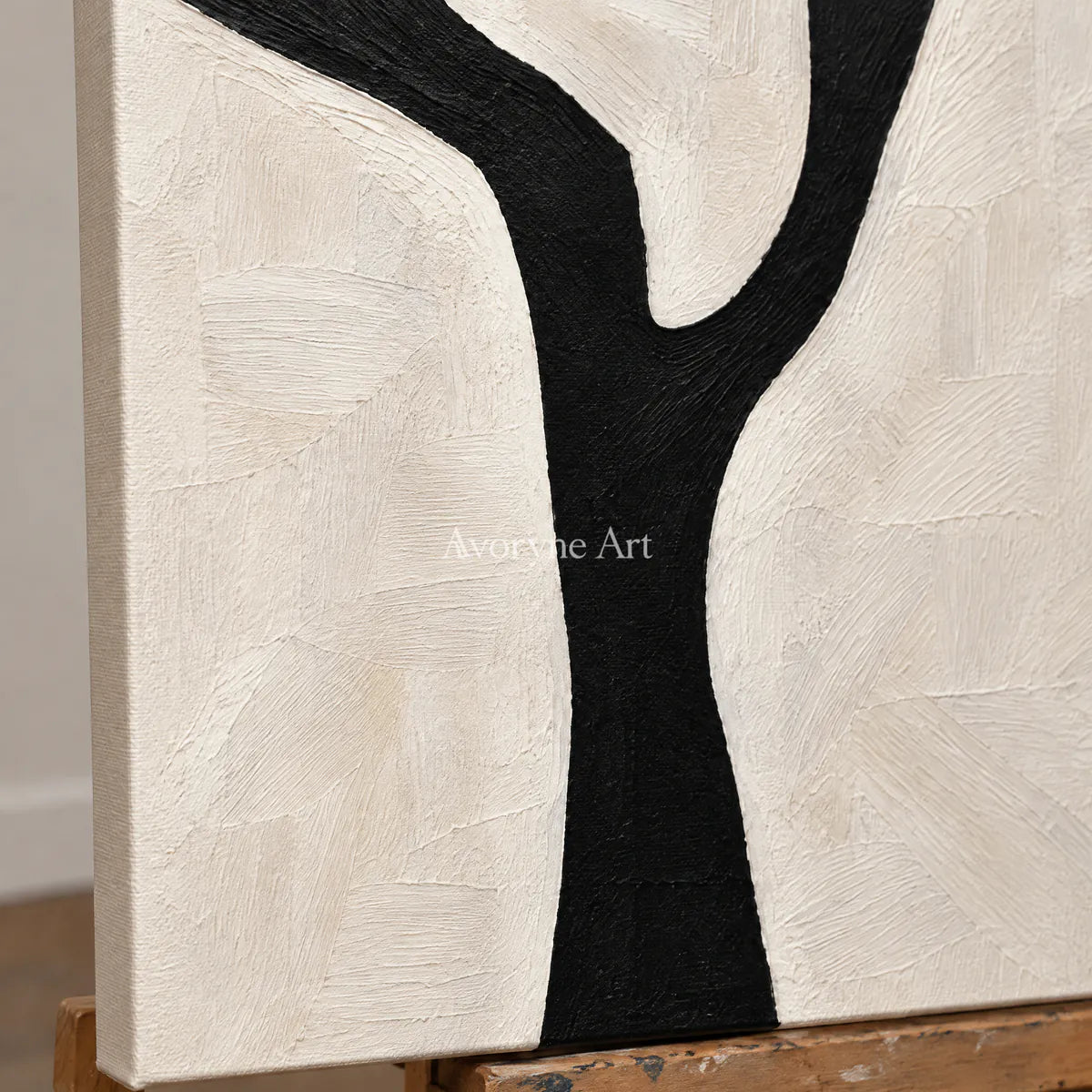 Branching Balance: Black White Diptych Wall Art — detail easel