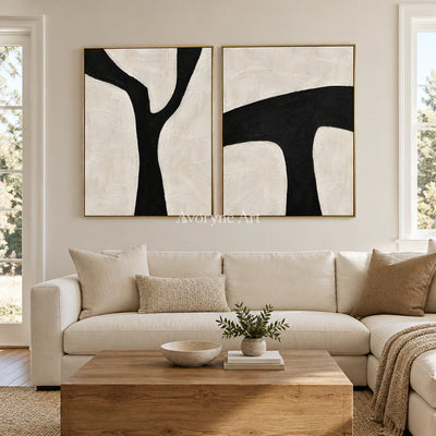 Branching Balance: Black White Diptych Wall Art — living gold