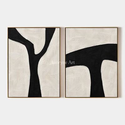 Branching Balance: Black White Diptych Wall Art — primary
