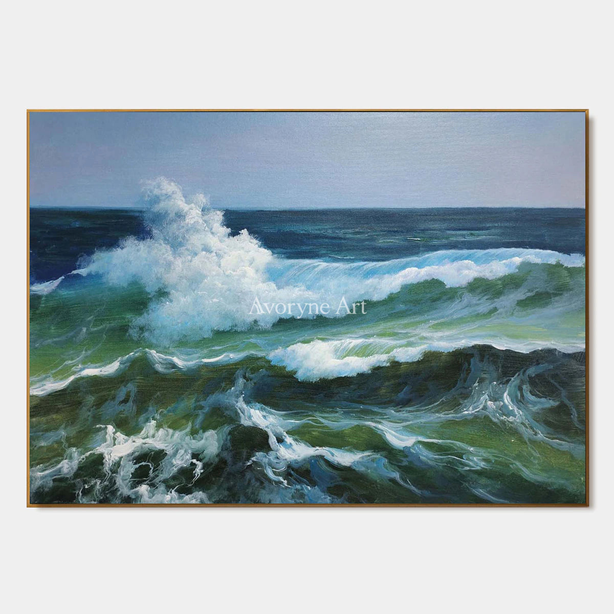 Foam at the Break: Blue and Green Breaking Wave Wall Art — primary