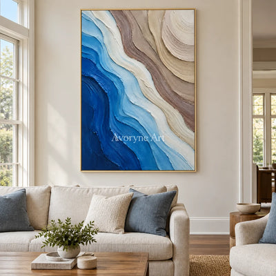 Current Layers: Blue and White Abstract Wall Art — living gold