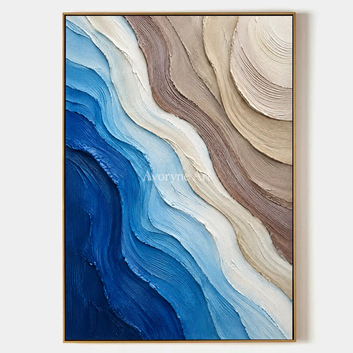 Current Layers: Blue and White Abstract Wall Art — primary