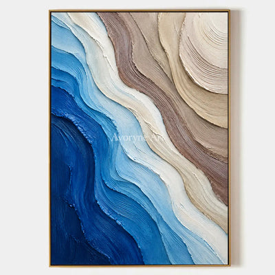 Current Layers: Blue and White Abstract Wall Art — primary