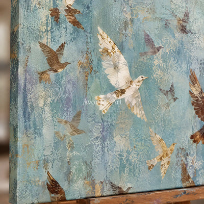Aster Pearl: Blue Bird Relief — detail easel