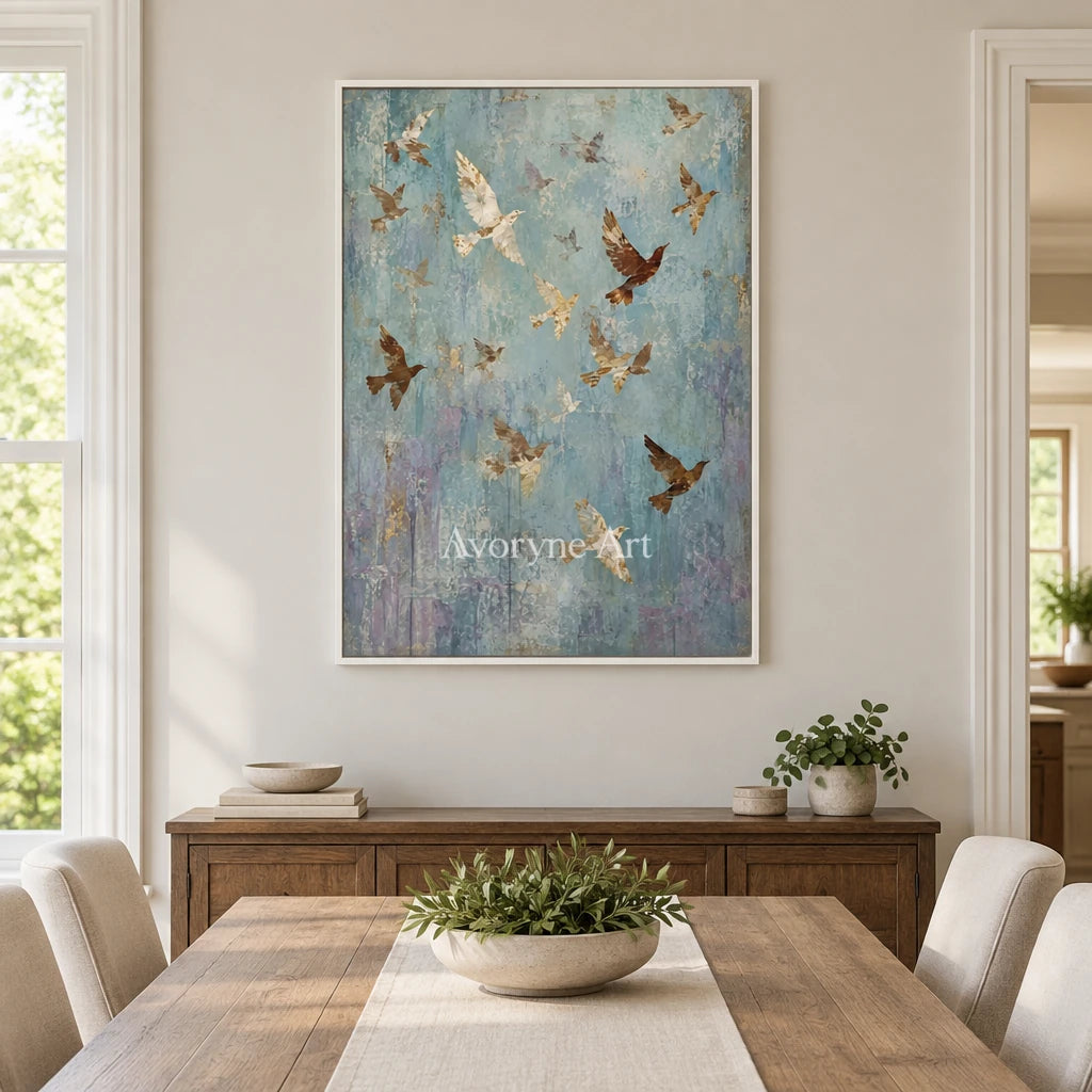 Aster Pearl: Blue Bird Relief — dining white
