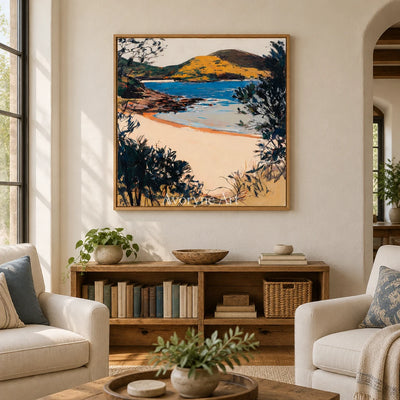 Ivory Gentle Current: Blue Coastal Cove — villa wood