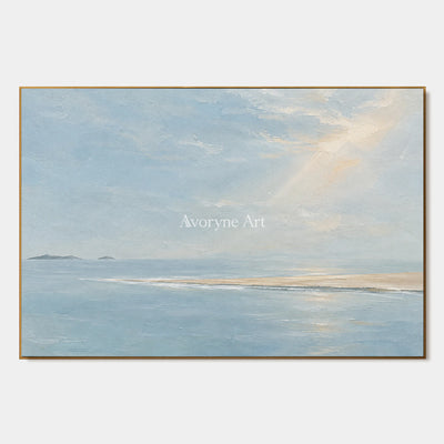 Pale Blue Reach: Blue Coastal Landscape Wall Art — primary
