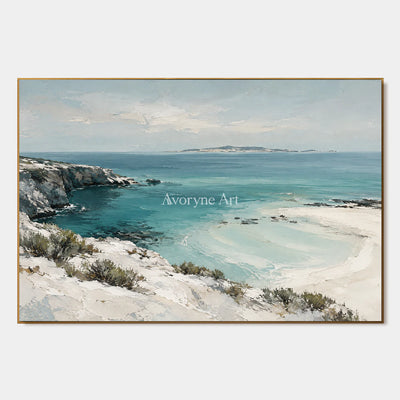 Turquoise Haven: Blue Coastal Landscape Wall Art — primary
