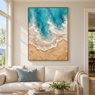 Azure Margin: Blue Coastal Texture Wall Art — living gold