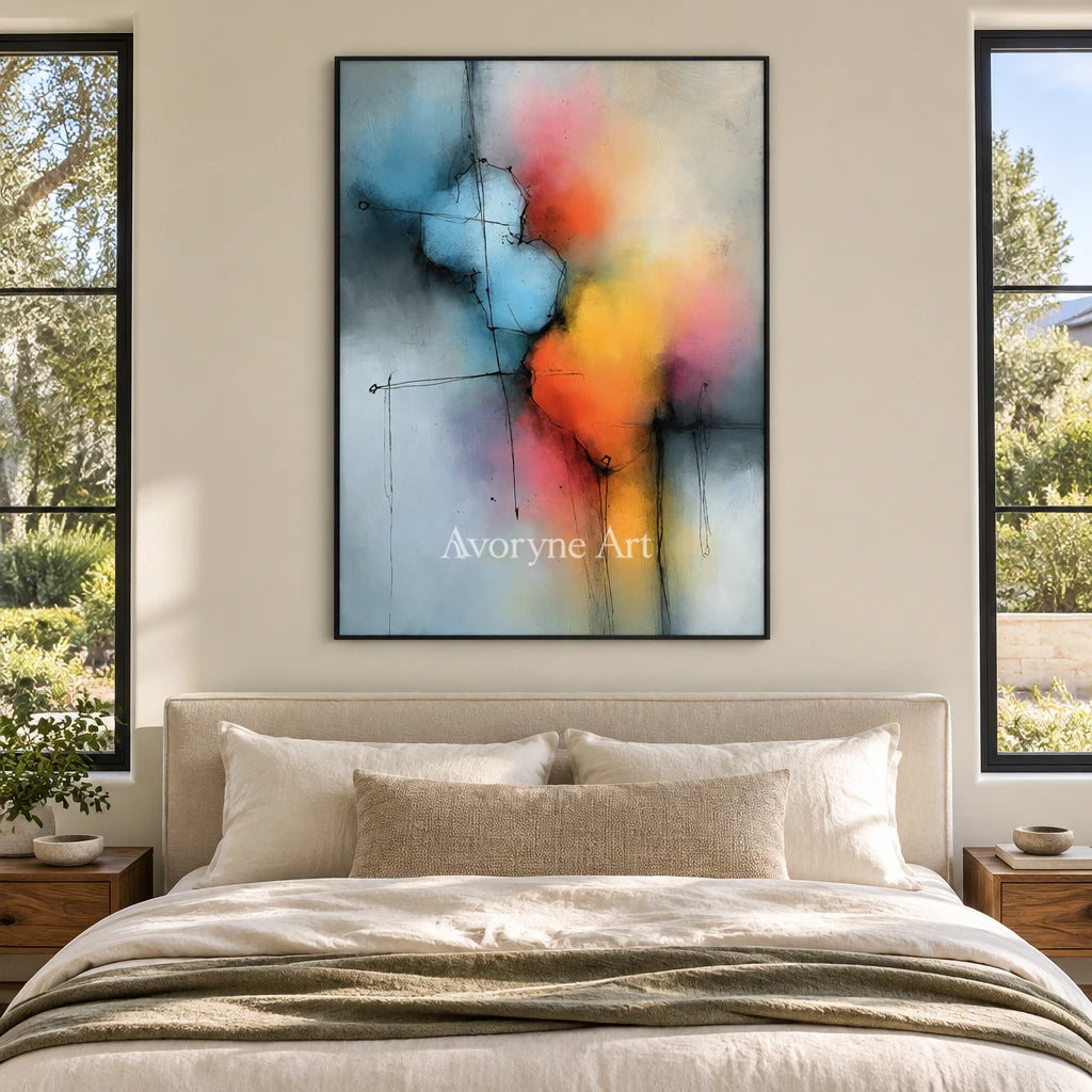 Ivory Tender Prelude: Blue Color Burst Art — bedroom black