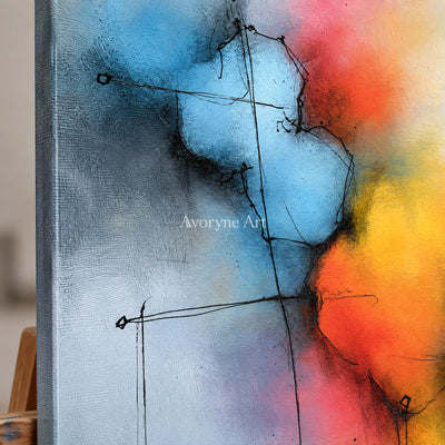 Ivory Tender Prelude: Blue Color Burst Art — detail easel