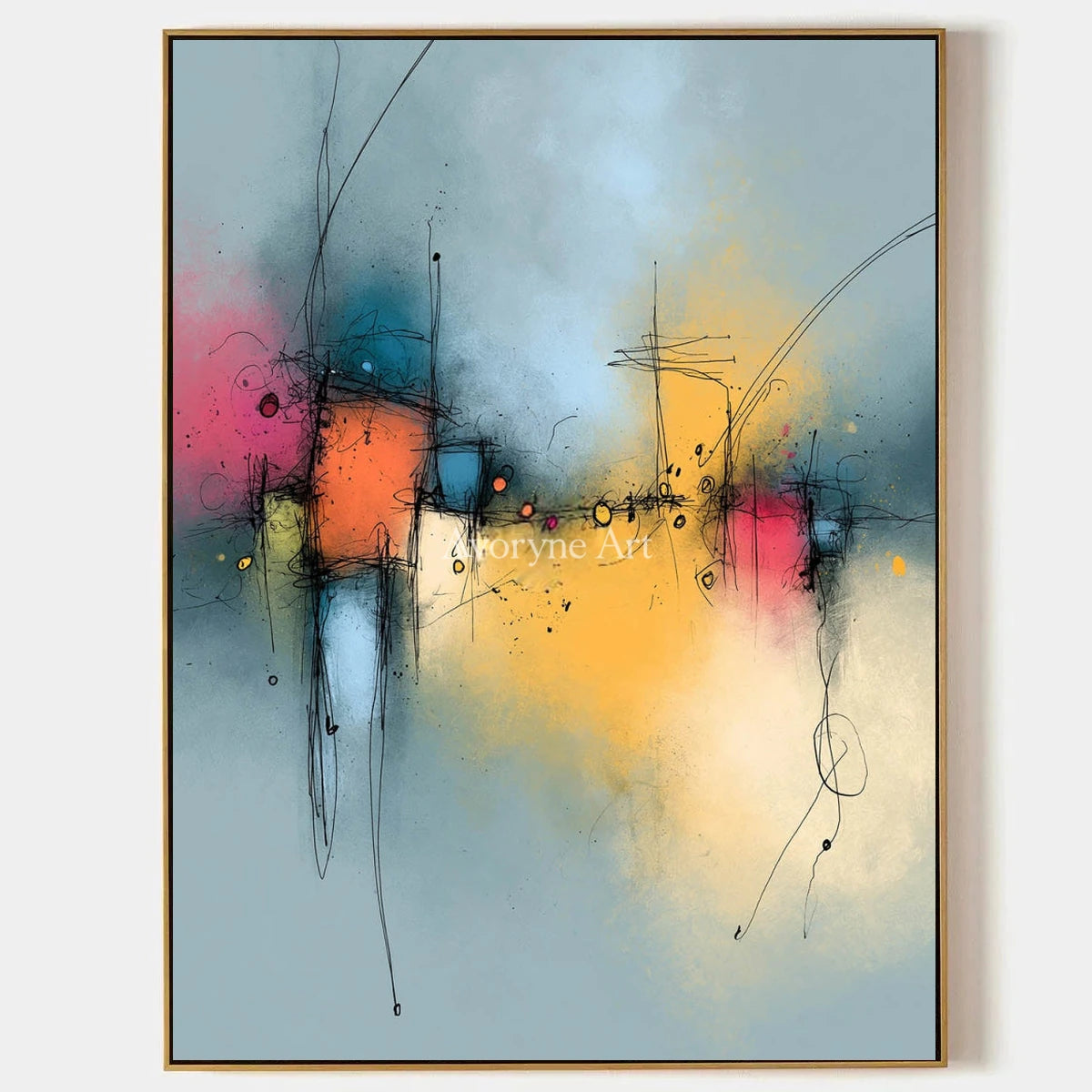 Ivory Painted Refrain: Blue Color Burst Art — primary