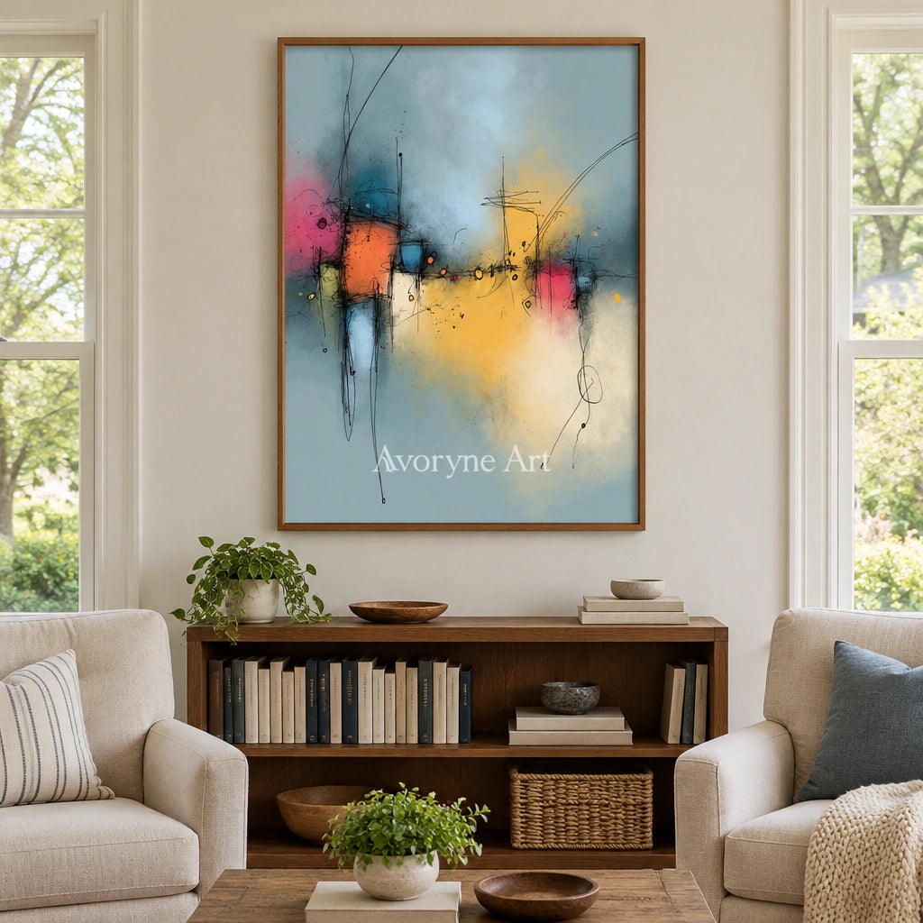 Ivory Painted Refrain: Blue Color Burst Art — villa wood