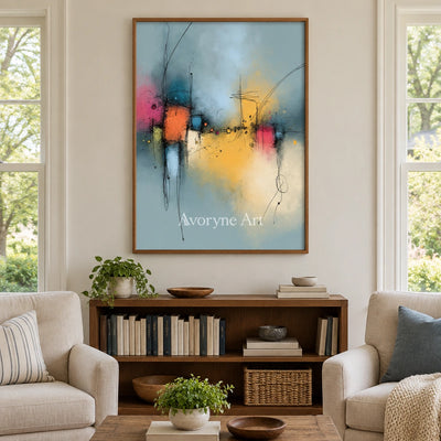 Ivory Painted Refrain: Blue Color Burst Art — villa wood