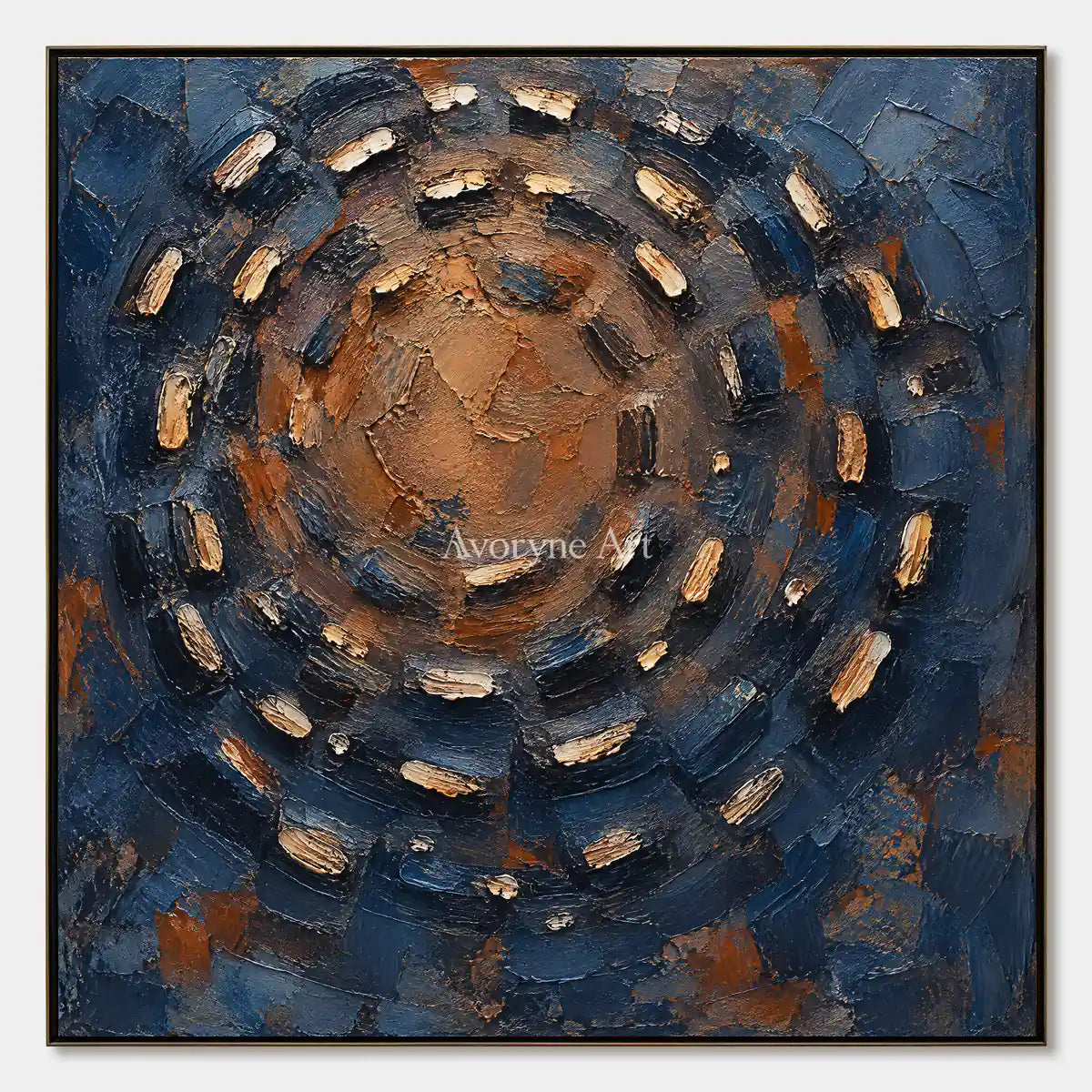 Cobalt Orbit: Blue Concentric Impasto Wall Art — primary