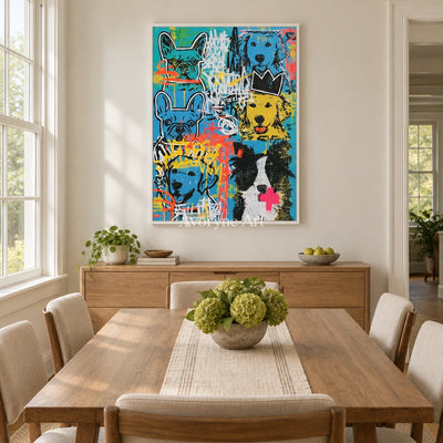 Ivory Amber Light: Blue Dog Graffiti — dining white