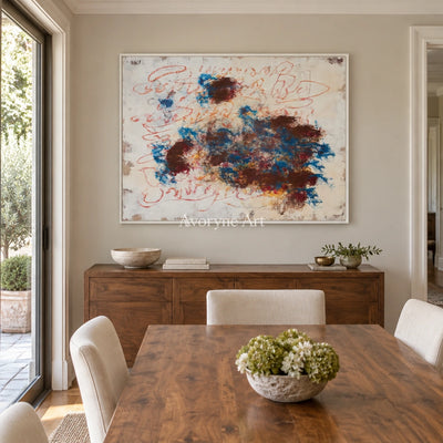 Ivory Quiet Poem: Blue Earth Gesture Art — dining white
