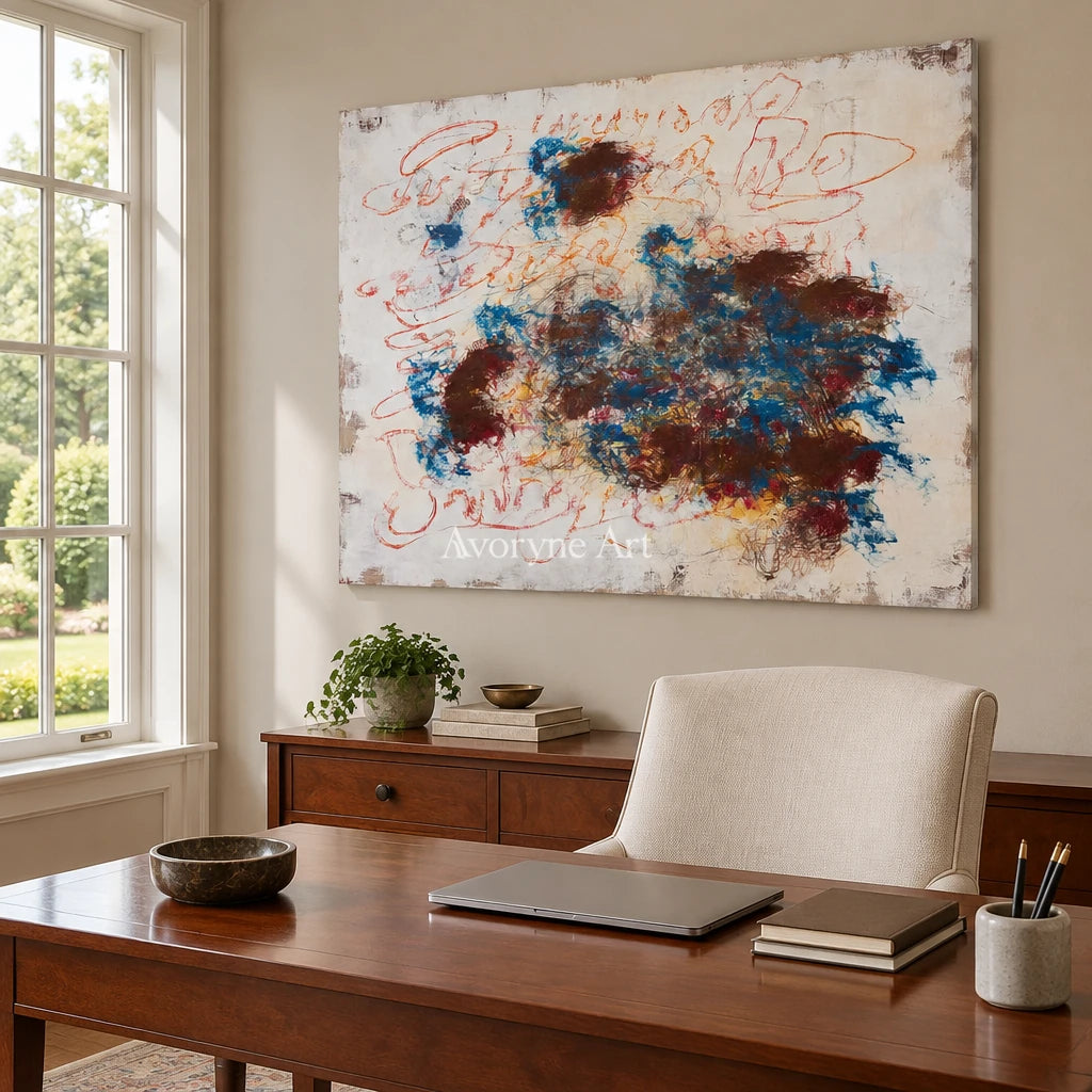 Ivory Quiet Poem: Blue Earth Gesture Art — office frameless