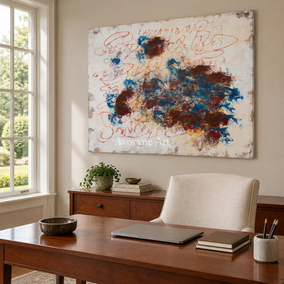 Ivory Quiet Poem: Blue Earth Gesture Art — office frameless