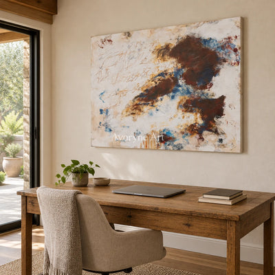 Ivory Quiet Prelude: Blue Earth Gesture Art — office frameless