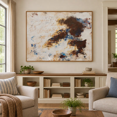 Ivory Quiet Prelude: Blue Earth Gesture Art — villa wood