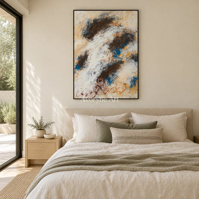 Ivory Lucent Refrain: Blue Earth Gesture Art — bedroom black